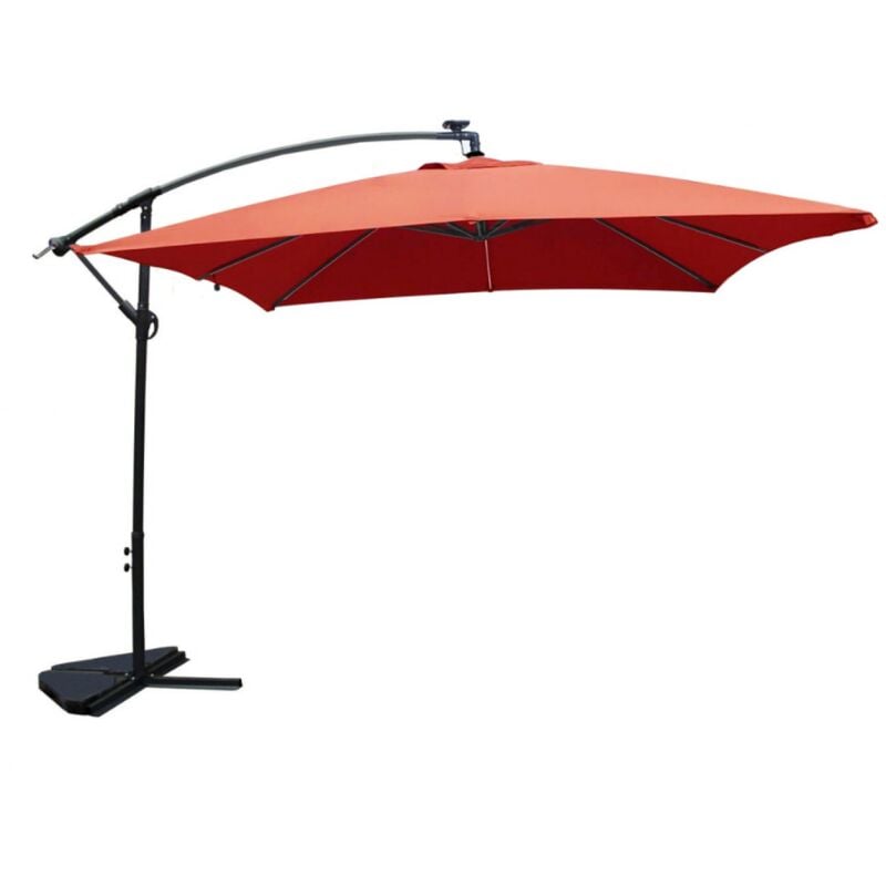 Concept-usine - solenzara - Parasol led carré déporté 3x3 terracotta en aluminium