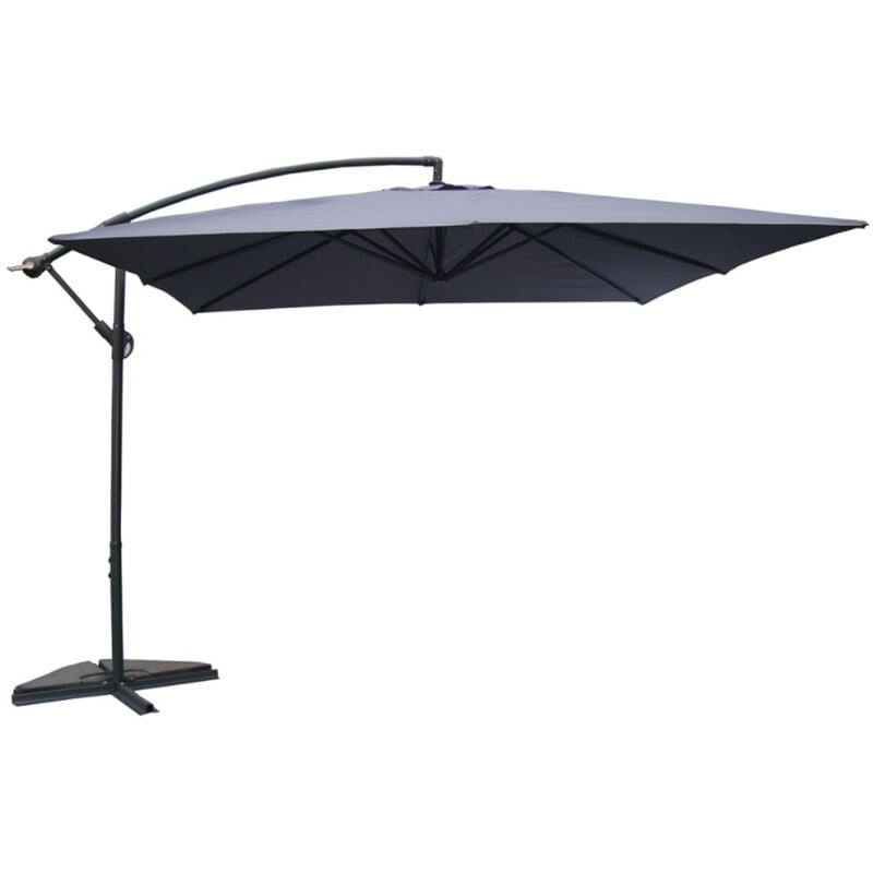 Solenzara - Parasol carré 3x3 déporté gris en aluminium