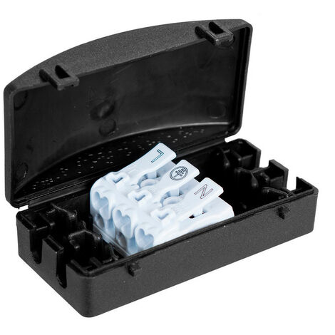 Solera – Boîtier de raccordement pour luminaires IP20 – Capacité 16A, 450VAC – Résistance thermique 650°C – PVC noir pour installation sécurisée - Bk-l3p