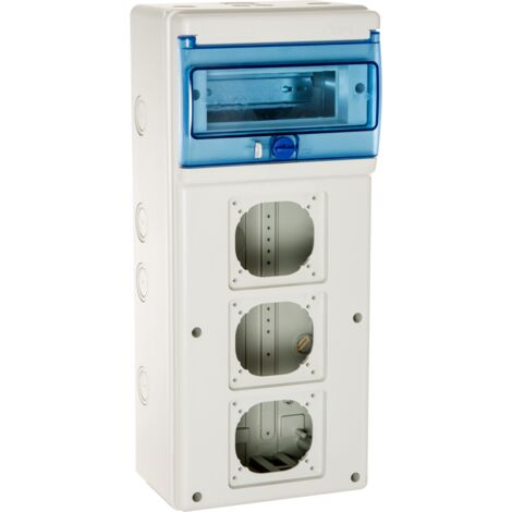 Solera – Coffret électrique étanche IP65 pour 3 prises – 1 rangée de 8 modules – Résistance IK08 – Pré-perforé pour passage de câbles - 1308pv3