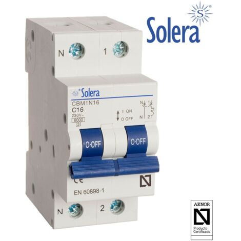 Solera Magnetotermico 1 Polo+Neutro 10A (in termoretraibile) CBM1N10