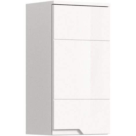 Solero Badschrank Wandhängend 1 Tür Weiß hochglanz, weiß.