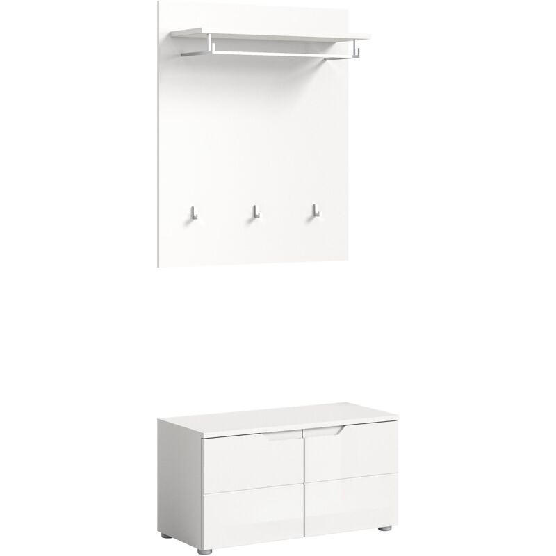 Ebuy24 Solero Garderobenmöbel Set S1 Weiß Hochglanz, Weiß.