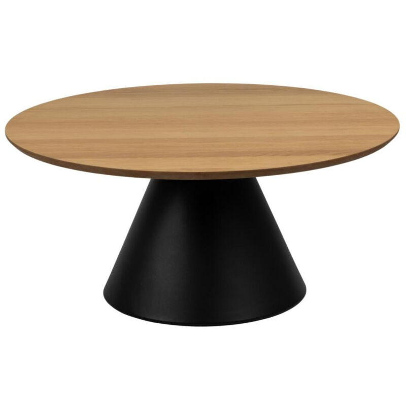 Hellin - Table basse ronde en bois et métal noir D85 - girolle