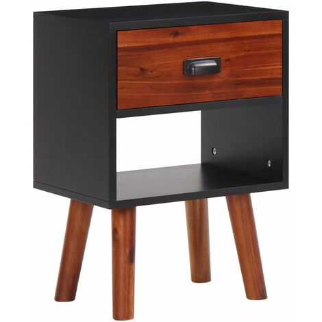 main image of "Solid Acacia Wood Bedside Cabinet 40x30x58 cm - Black"
