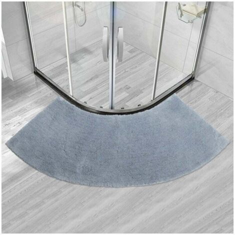 Solid color floor mat bathroom door fan-shaped household semicircle tpr non-slip pedal mat shower-shaped carpet (gray)
