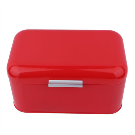 Solid Color Retro Metal Bread Bin Box Large Capacity Kitchen Storage Container (Red)