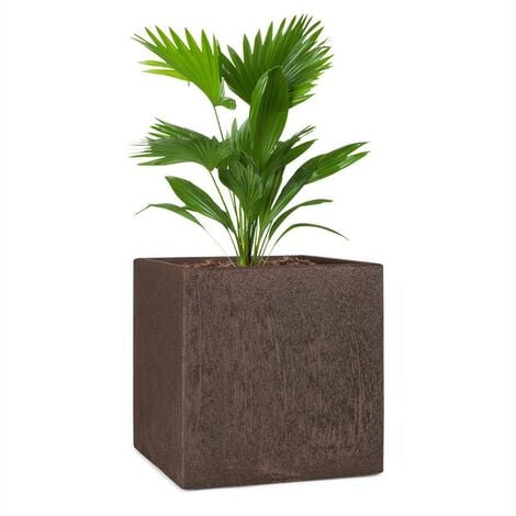 Solid Grow Rust Planter 40 x 41 x 40 cm Fibreclay Rust Coloured   - Dark Brown