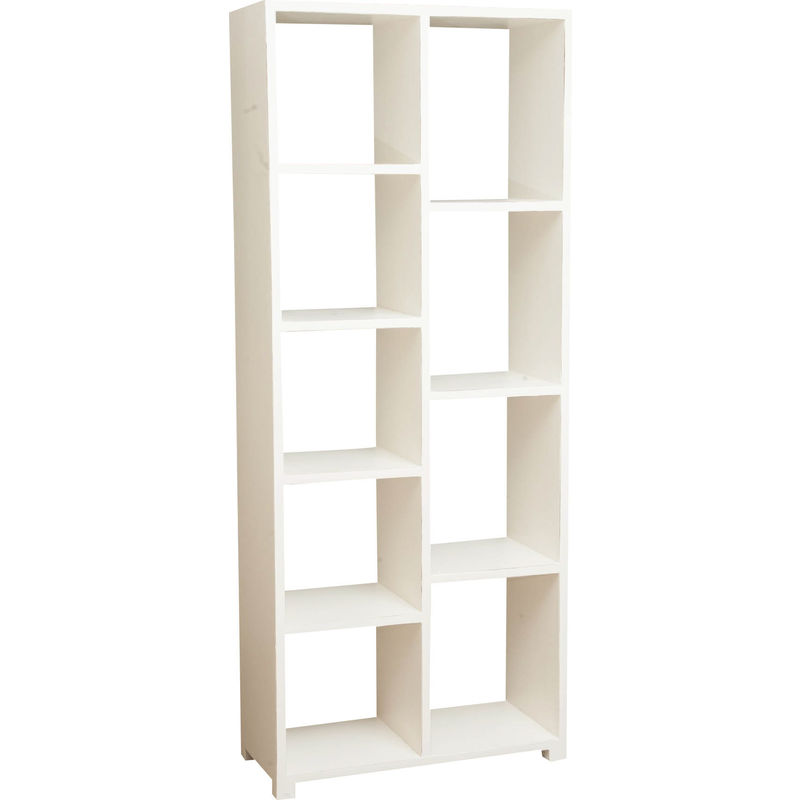 Solid lime wood antiqued white finish W82xDP36xH201 cm sized bookcase. Made in Italy