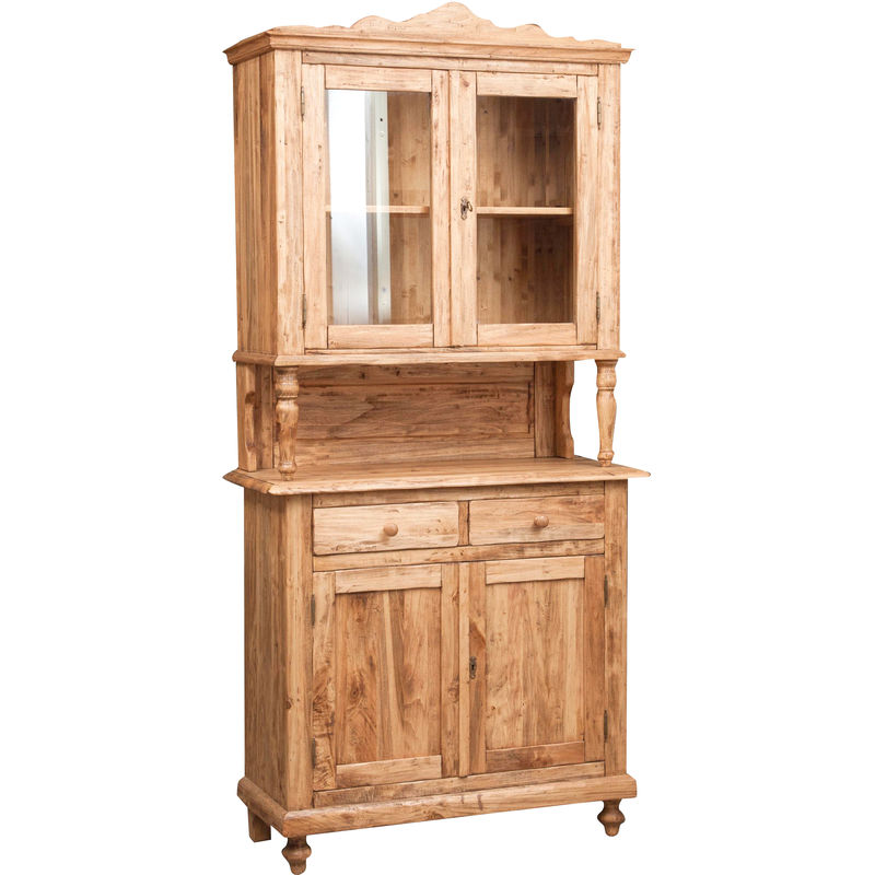 Solid lime wood, natural finish W107xDP43xH238 cm sized display case. Made in Italy