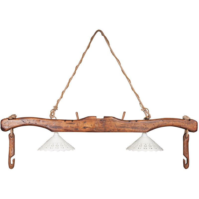 Biscottini - Solid lime wood walnut finish sized joke chandelier. Made in Italy