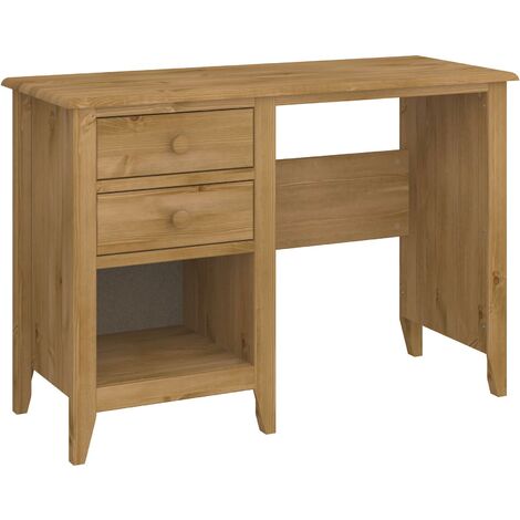 main image of "Solid Pine Single Pedestal Dressing Table 2 Drawer Storage Shelf Underneath"