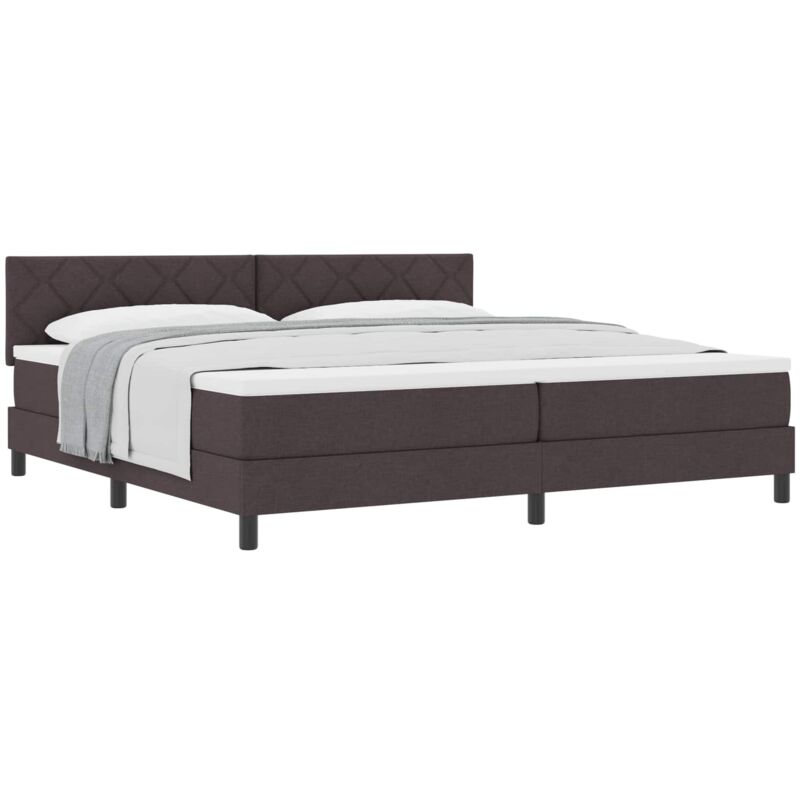 Box Spring Bed With Headboard Dark Brown 200 X 200 Cm Fabric Vidaxl