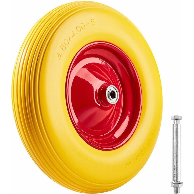 Solid rubber trolley wheel - wheelbarrow wheel, rubber wheel, heavy duty trolley wheel - yellow