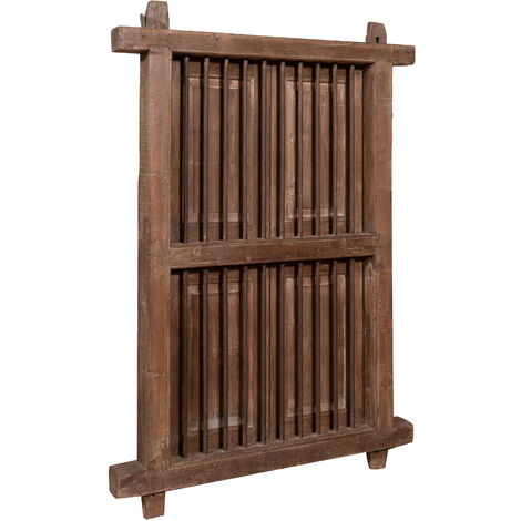 Solid wood and antique iron window grille door with internal or external frame