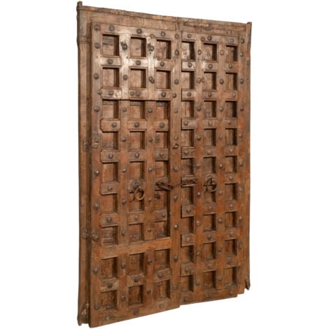 Solid wood and iron interior or exterior old mediaeval sliding door