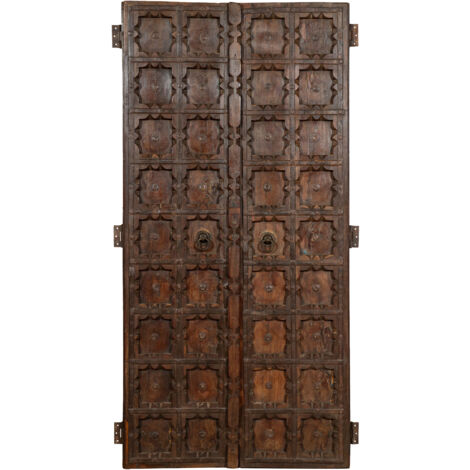 Solid wood and iron interior or exterior old medieval sliding door