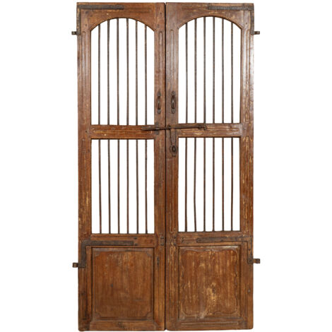 Solid wood and iron interior or exterior old medieval sliding door