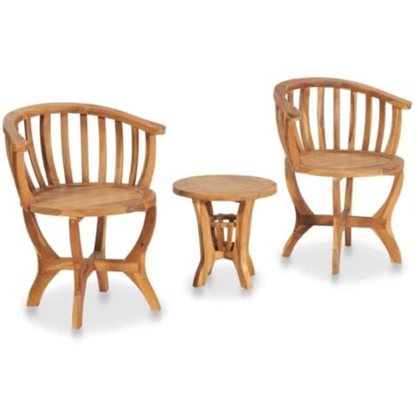 Solid Wood Bistro Set Outdoor Patio Furniture Wooden Teak Garden 2 Chairs Table