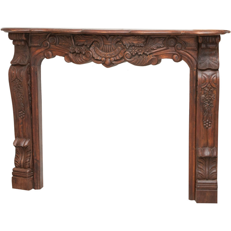 Biscottini - Solid wood carved W150xDP25xH110 cm sized fireplace frame