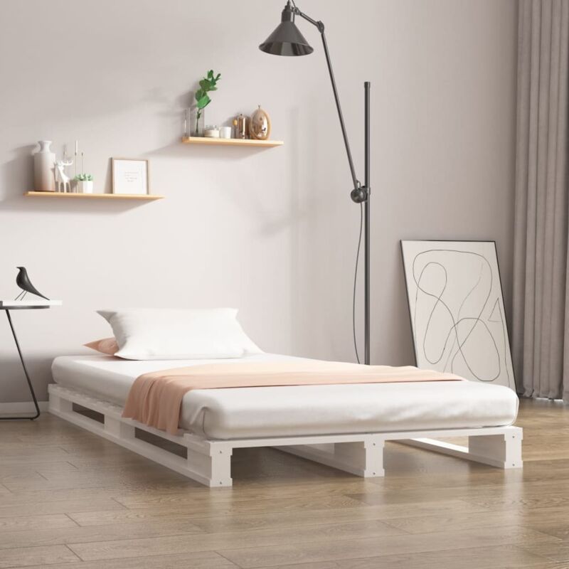 Juskys Pallet Bed Without Mattress White 100x200 Cm Solid Wood Vidaxl
