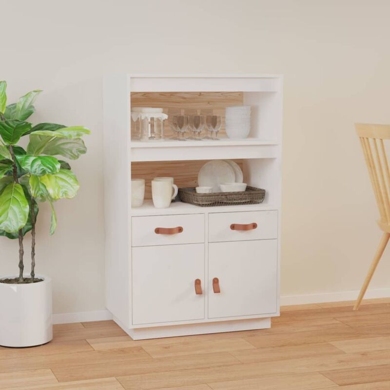 Highboard White 67x40x108.5 Cm Solid Wood Pine Vidaxl