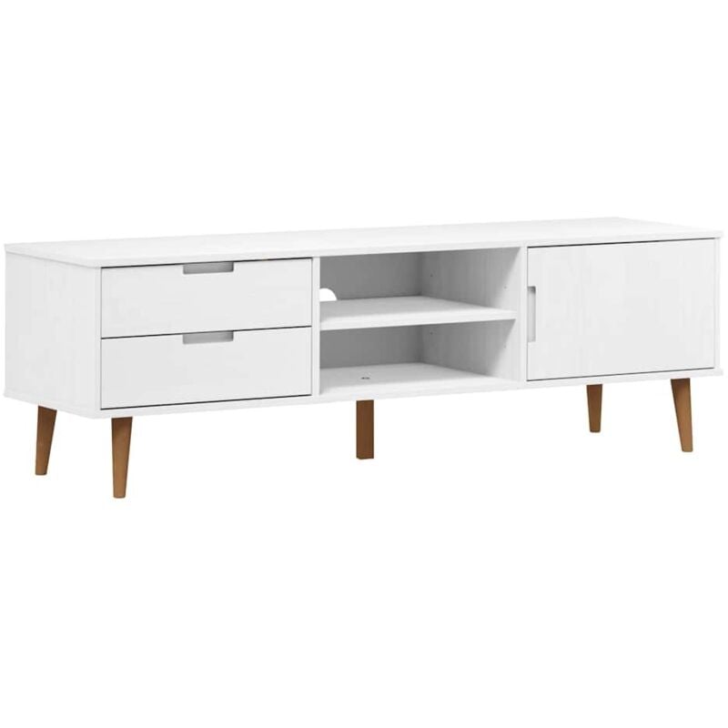 Vidaxl - tv Cabinet molde White 158x40x49 cm Solid Wood Pine