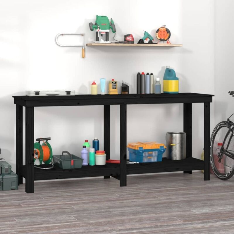 Vidaxl - Work Bench Black 180x50x80 cm Solid Wood Pine