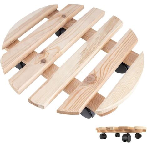 Solid Wood Plant Caddy with Wheels – 80 kg Load Capacity