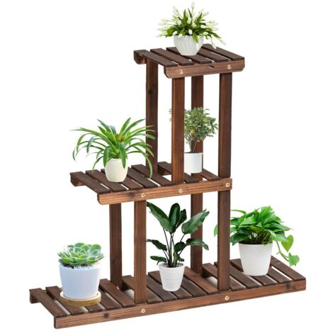 Solid Wood Plant Stand Indoor 3-Tier Plant Pot Holder Flower Ladder