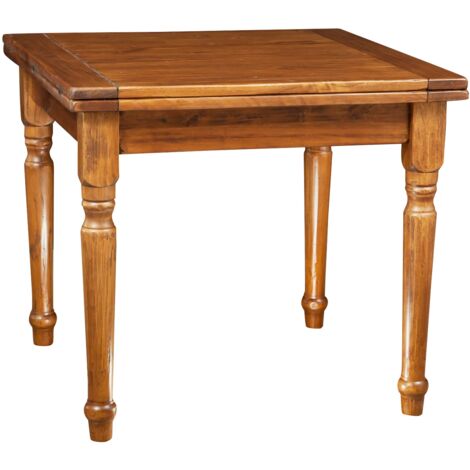 Solid wood table 90x90 cm Dining room and kitchen table Extendable table Square folding table Country Artisanal Made in Italy