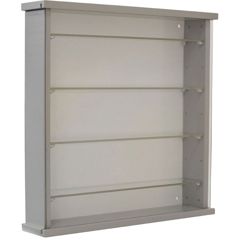 Wood Wall Display Cabinet with 4 Adjustable Glass Shelves - Grey