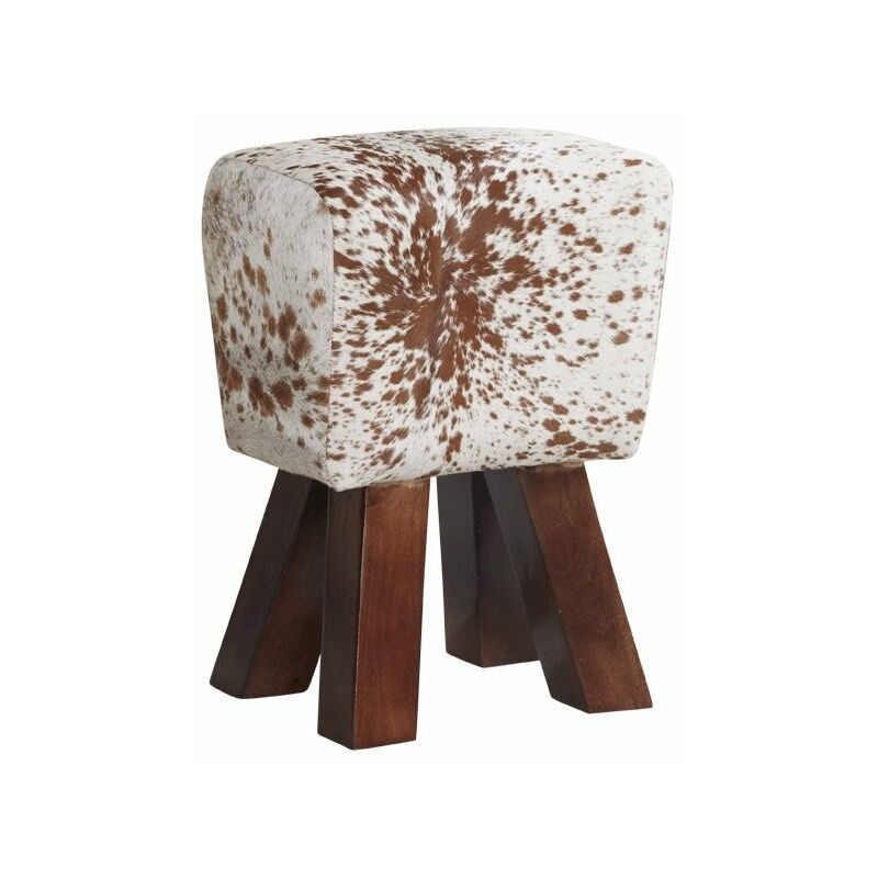 Verty Furniture - Solid Wooden Legs Stool covered in Genuine Cowhide Leather - Natural