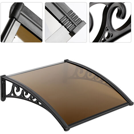 solide Auvent de Porte Store Marquise Solaire abri banne entrée Ombre Protection 60100cm Marron - Brun