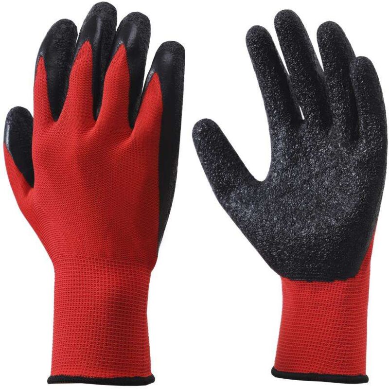 Gabrielle Solide lot de gants de travail en revêtement latex antidérapants grip, idéal pour la manutention, jardinage, bricolage, chantier,