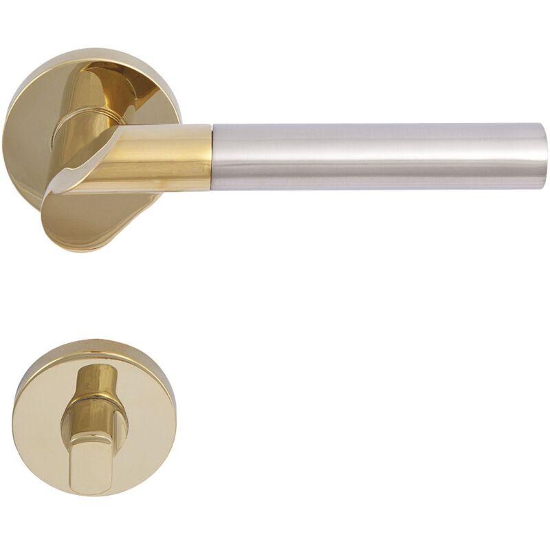 Solido - Drückergarnitur sevilla - auf Rosette wc, messingfärbig PVD/nickel matt