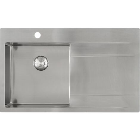 Solido Edelstahlspüle CAPP40ABL Spülbecken mit Abtropfteil rechts, nahtloses Becken, Unterbau ab 500mm, 860x520mm