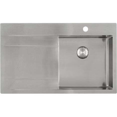 Solido Edelstahlspüle CAPP40ABR Spülbecken mit Abtropfteil links, nahtloses Becken, Unterbau ab 500mm, 860x520mm
