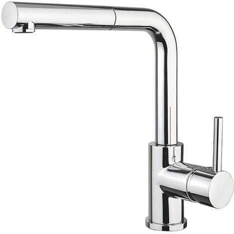 Solido Küchenarmatur Trenta5 - Mix/35D3 drucklos, Chrom - schwenk- und ausziehbarer Auslauf, flexible Anschlüsse, langlebige Keramikscheiben, 360° Schwenkbereich, 1 Stück