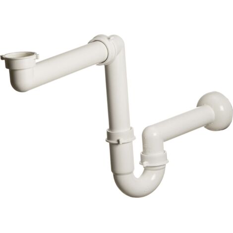 Solido Raumspar-Siphon 5/4x40mm - Kunststoff PP, weiß, mit Ablaufrohr 240mm, höhenverstellbar, komplett mit Dichtungen und Rosette, 1 Stück