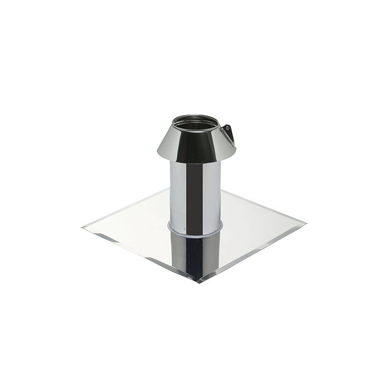 Poujoulat - Solin condensor inox toit plat avec collerette 80/130