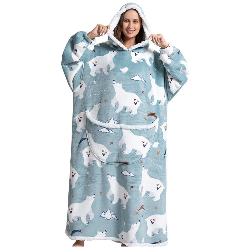 1 couverture à capuche portable, sweat-shirt confortable en flanelle surdimensionné pour adultes, couverture à capuche chaude et confortable (55