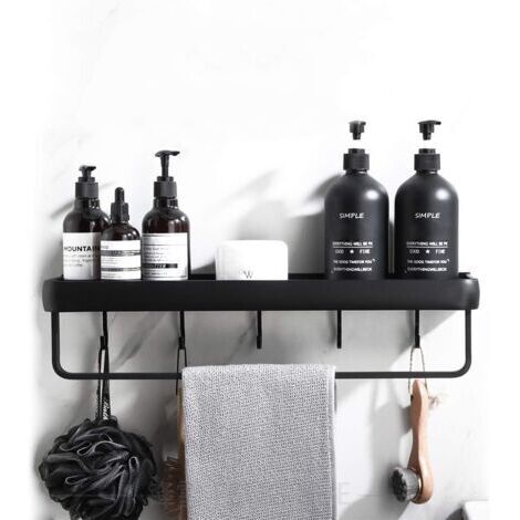 Sollbry 1 étagère de salle de bain (sans perçage) Support de douche avec barre porte-serviettes Étagère de douche avec crochets de tour Support de douche Support de salle de bain Support de bain - Noi