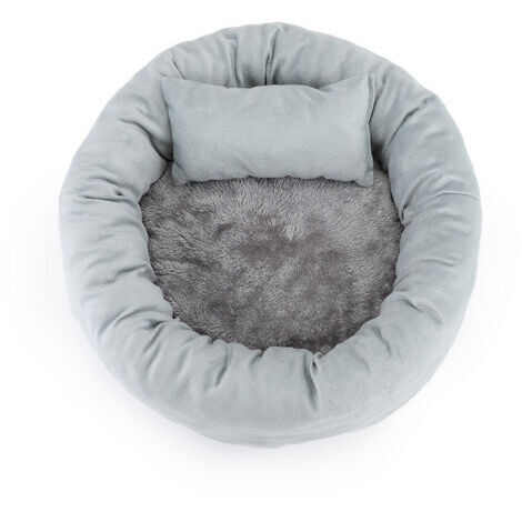 Sollbry 1 lit pour chat et chien en coton, coussin doux et confortable, ensemble de sommeil chaud, oreiller rond pour animaux de compagnie, tapis de couchage pour chat (30 cm, gris)