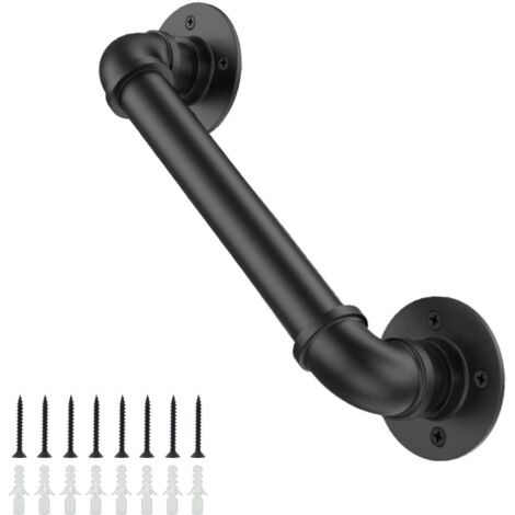 Sollbry 1 manija de puerta retro para herrajes de muebles de puerta corrediza de granero, manija de puerta negra de 30 cm
