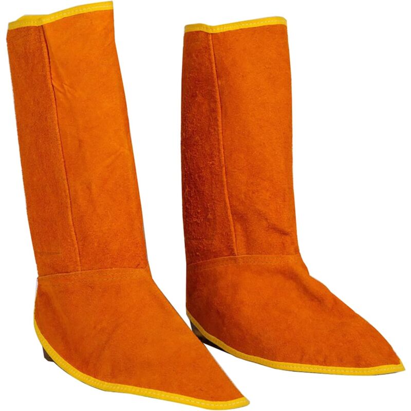 1 paire de couvre-chaussures résistants aux flammes en cuir de vachette, guêtres de protection pour chaussures de soudeur, protection de pieds pour