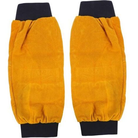 Sollbry 1 Paire Manchon De Protection du Travail Coque De Protection Anti Coupure Manches Résistantes à La Chaleur Manchons De Protection Daim De Vachette Cuir Manchette