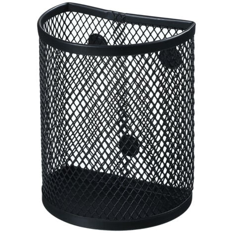 Sollbry 1 Pc Organiseurs Magnétiques en Mailles, Porte-Stylo Paniers de Rangement pour Stockage Stylo Crayon Marqueur Accessoires de Bureau École (Noir)
