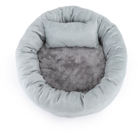 Sollbry 1 x Katzen- und Hundebett aus Baumwolle, weiches und bequemes Kissen, warmes Schlafset, rundes Haustierkissen, Katzenschlafmatte (30 cm, grau).