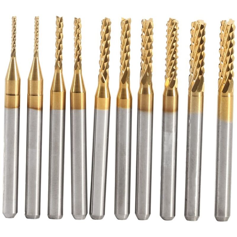 10 brocas de grabado de carburo cementado para fresado de extremos, herramientas de tallado, fresa de extremo de 0,8-3,17 mm - Sollbry